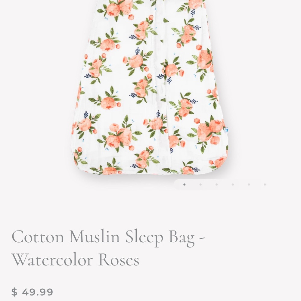 Itzy Ritzy Floral Bib and Sleep Bag Set - Pink and Cream. Little unicorn brands - Picture 3 of 13